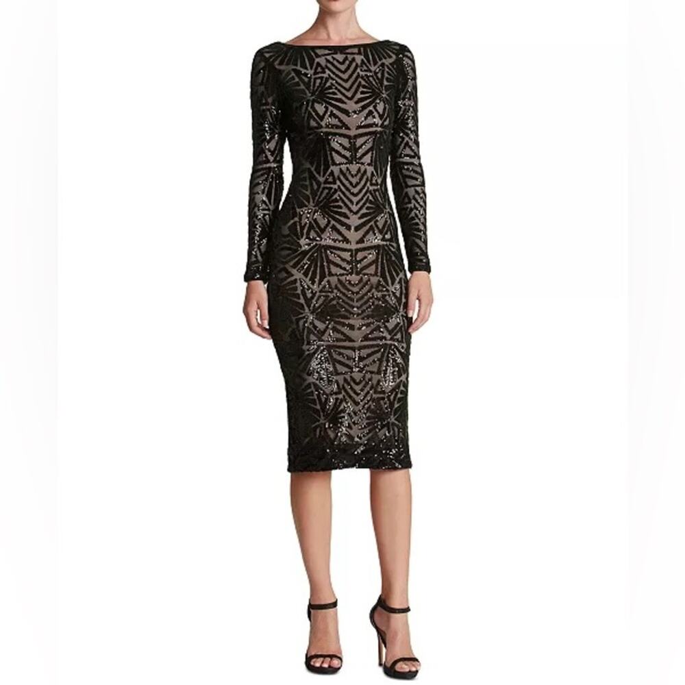 Dress the Population Emery Sequin Dress Black Women’s Sz S NWT